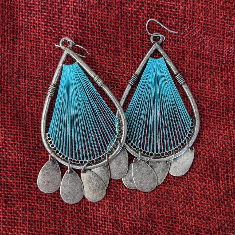 Turquoise & silver statement earrings